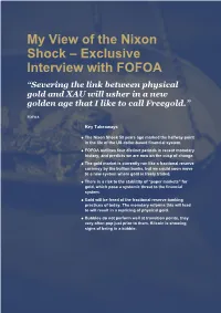 My View of the Nixon Shock – Exclusive Interview with FOFOA