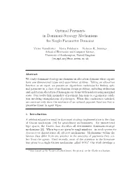Optimal Payments in Dominant-Strategy Mechanisms for Single-Parameter Domains