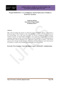 US Intelligence and the Subversion of Media in Post-War Germany