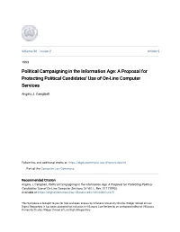 A Proposal for Protecting Political Candidates' Use of On-Line Computer Services