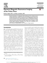 Dynamic MRI of the Pelvic Floor