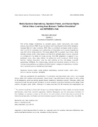 Media Systems Dependency, Symbolic Power, and Human Rights Online Video: Learning from Burma’S “Saffron Revolution” and WITNESS’S Hub