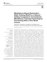 Mindfulness-Based Restoration Skills Training (Rest)