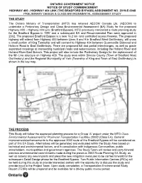 Notice of Study Commencement Highway 400 - Highway 404 Link (The Bradford Bypass) Assignment No