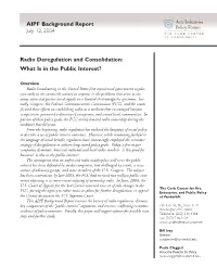 Radio Deregulation and Consolidation: What Is in the Public Interest?