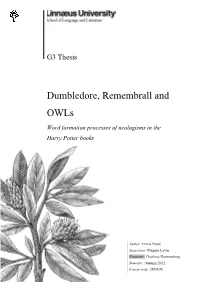 Word Formation Processes of Neologisms in the Harry Potter Books