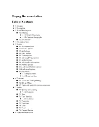 Ffmpeg Documentation Table of Contents