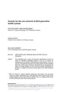 Security for the Core Network of Third Generation Mobile Systems