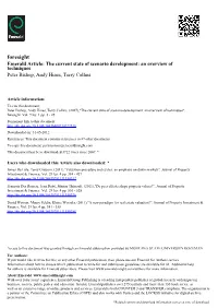Foresight Emerald Article: the Current State of Scenario Development: an Overview of Techniques Peter Bishop, Andy Hines, Terry Collins