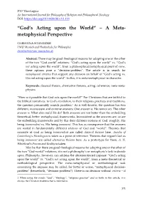 “God's Acting Upon the World” – a Meta- Metaphysical Perspective