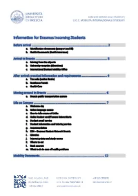 Information for Erasmus Incoming Students