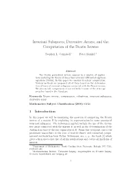 Invariant Subspaces, Derivative Arrays, and the Computation of the Drazin Inverse