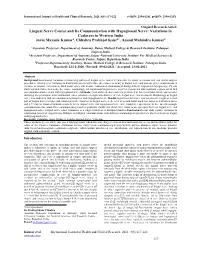 Lingual Nerve Course and Its Communication with Hypoglossal