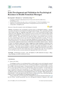 Scale Development and Validation for Psychological Reactance to Health Promotion Messages