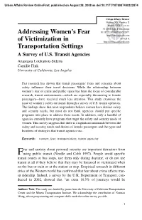 Addressing Women's Fear of Victimization in Transportation