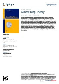 Almost Ring Theory Series: Lecture Notes in Mathematics
