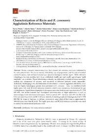 Characterization of Ricin and R. Communis Agglutinin Reference Materials