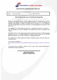 Directives on the List of Approved Securities