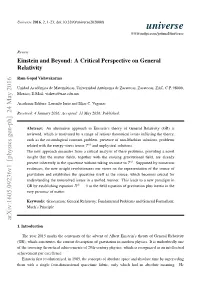 Einstein and Beyond: a Critical Perspective on General Relativity