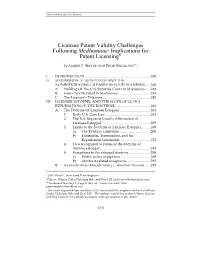 Implications for Patent Licensing