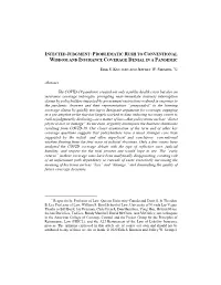 Infected Judgment: Problematic Rush to Conventional Wisdom and Insurance Coverage Denial in a Pandemic
