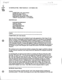 Oriental Institute Staff Newsletter October 1998