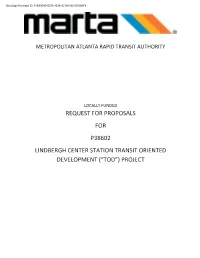 REQUEST for PROPOSALS for P38602 LINDBERGH CENTER STATION TRANSIT ORIENTED DEVELOPMENT (“TOD”) PROJECT Docusign Envelope ID: F1E5954B-5D75-4E26-8C7A-0901575960F3