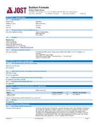 Sodium Formate Safety Data Sheet According to Federal Register / Vol