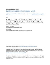 Swift Foxes and Ideal Free Distribution: Relative Influence of Vegetation and Rodent Prey Base on Swift Fox Survival, Density, and Home Range Size