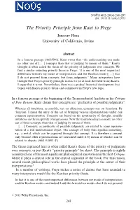 The Priority Principle from Kant to Frege