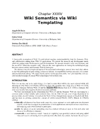 Wiki Semantics Via Wiki Templating