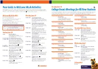 Your Guide to Welcome Week Activities College Dean's Meetings