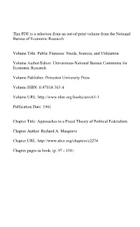 Approaches to a Fiscal Theory of Political Federalism