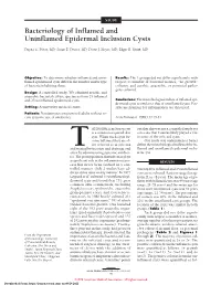 Bacteriology of Inflamed and Uninflamed Epidermal Inclusion Cysts