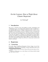 On the Contrary: How to Think About Climate Skepticism*