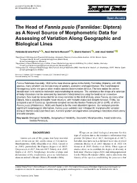 The Head of Fannia Pusio (Fanniidae: Diptera) As a Novel Source of Morphometric Data for Assessing of Variation Along Geographic and Biological Lines