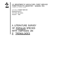 A LITERATURE SURVEY of POPULUS SPECIES with EMPHASIS on P. TREMULOIDES Abstract