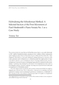 Hybridising the Schenkerian Method: a Selected Section of the First Movement of Paul Hindemith’S Piano Sonata No