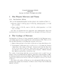 1 the Planets Mercury and Venus 2 the Geology of Mercury