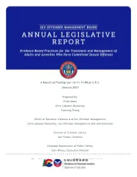 A Report of Findings Per 16-11.7-109(2) C.R.S. January 2021 Prepared By: Elliot Moen Chris Lobanov-Rostovsky Yuanting Zhang Offi