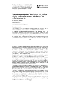 Application of a Minimal Glacier Model to Hansbreen, Spitsbergen” by J