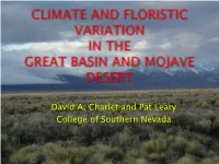 Climate and Floristic Variation in Great Basin Mountain Ranges