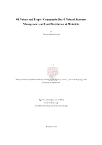 Community Based Natural Resource Management and Land