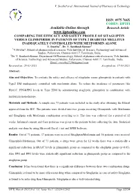 Comparing the Efficacy and Safety Profile of Sitagliptin Versus Glimepiride in Patients of Type 2 Diabetes Mellitus Inadequately Controlled with Metformin Alone V