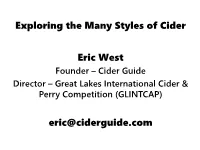 Defining Cider Styles and Competitions