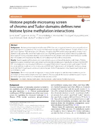 Histone Peptide Microarray Screen of Chromo and Tudor Domains Defines New Histone Lysine Methylation Interactions Erin K