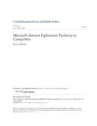 Microsoft's Internet Exploration: Predatory Or Competitive?