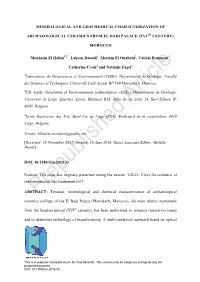 Mineralogical and Geochemical Characterization Of