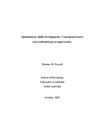 Optimism in Child Development: Conceptual Issues and Methodological Approaches