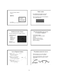 Splines Curve Representations Parameterization of a Curve